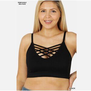 New Zenana PLUS SIZE 2X/3X SEAMLESS FRONT V-LATTICE ADJUSTABLE STRAPS BRA